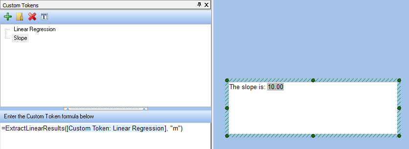 图 11.26  Slope Parameter of Linear Regression Analysis Inserted into a Text Box as a Token (线性回归分析的斜率参数作为标记插入文本框中)